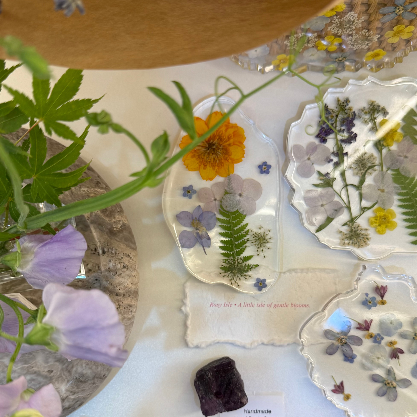 Floral Resin Coaster Rosy Isle