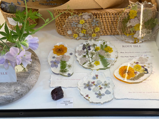 Floral Resin Coaster Rosy Isle